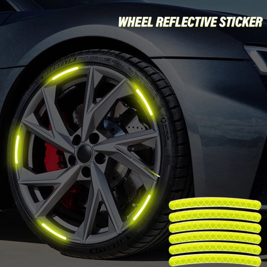 20 Pcs Car Wheel Hub Reflective Sticker Tire Rim Reflective Strips Luminous Sticker for Night Driving Green