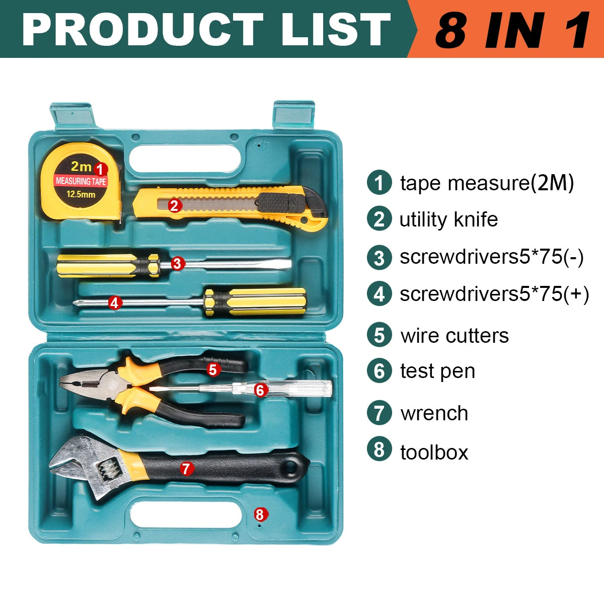 8 Pc Multi-Function Car Repair Emergency Tool Kit